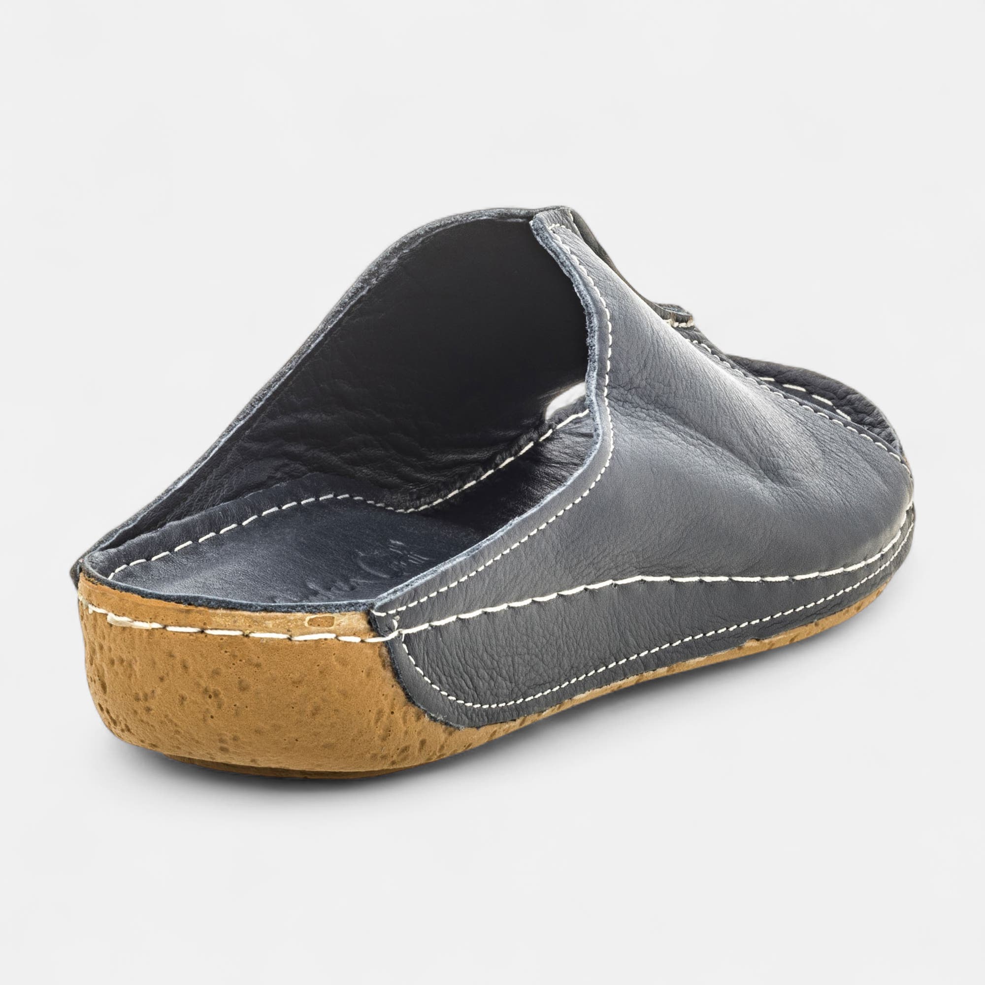 Mules Femme en cuir bleu marine