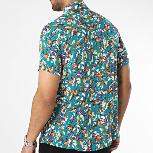 Chemise Manches Courtes Bleu Floral