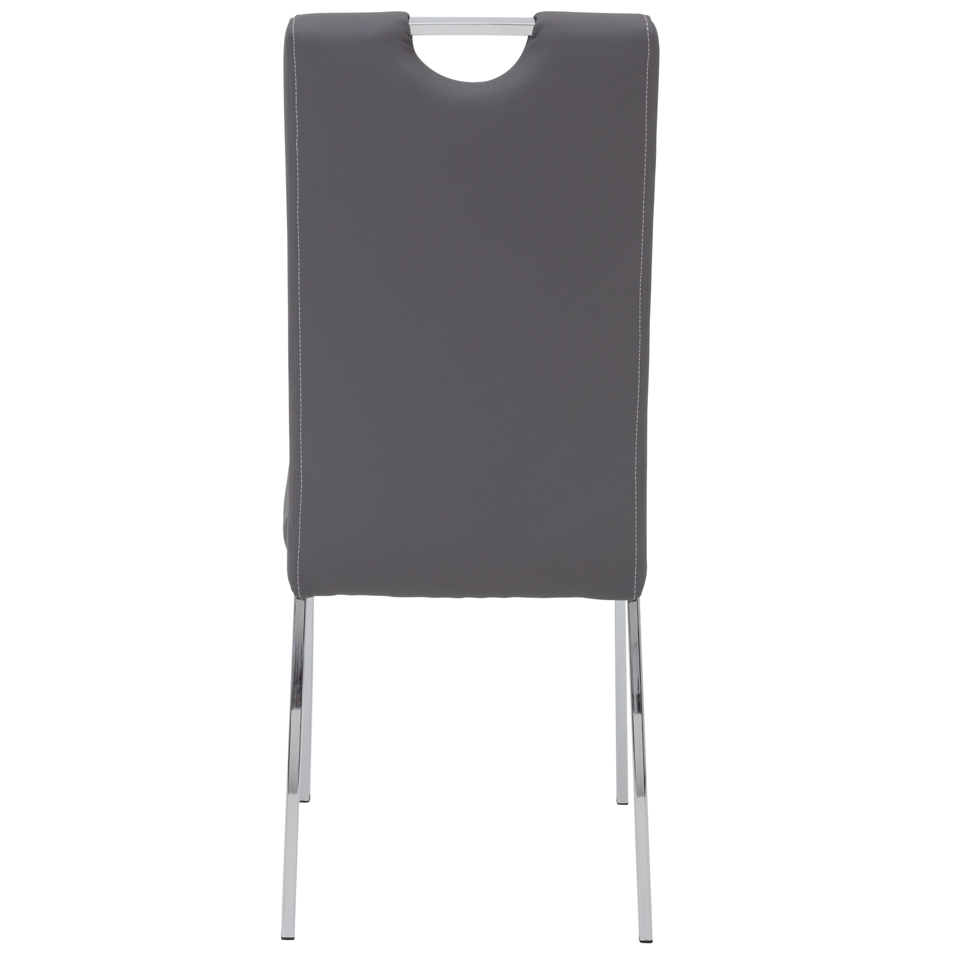 2er-Set Polsterstühle - grau-chromfarben - Kunstleder