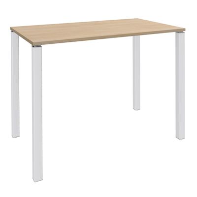 Table Lounge 4 pieds - L120xH105xP80 cm - Pied blanc - plateau imitation chêne clair