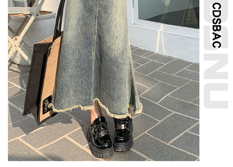 Denimot - Midi-rok met hoge taille en gewassen zoom en zeemeerminmotief