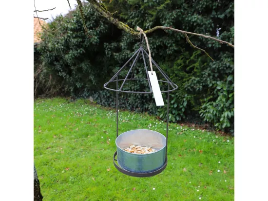 Set2 Mangeoires oiseaux abreuvoir jardin métal gris 28.5-41cm