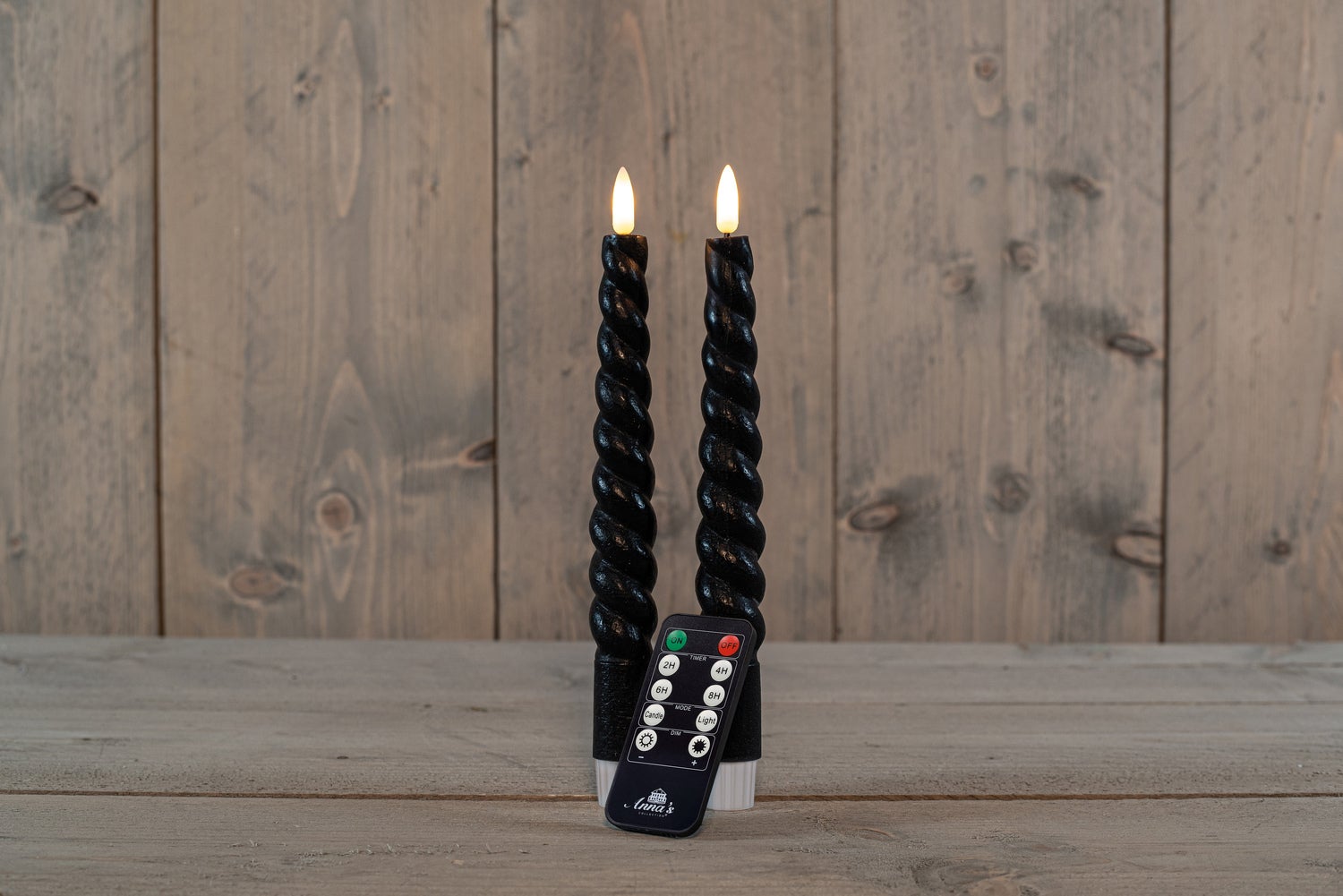 Anna's Collection LED dinerkaars Swirl zwart D 2,5 H 23 cm 2 stuks
