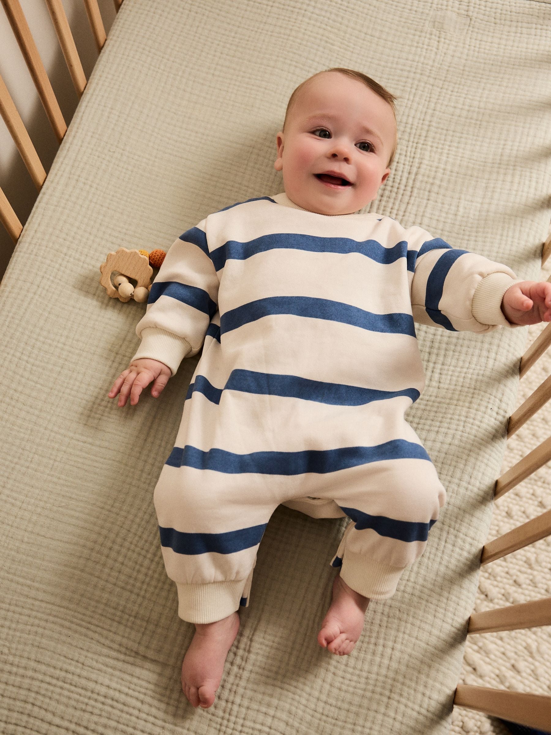 Blauw gestreept - Baby joggingromper (0mnd-3jr)