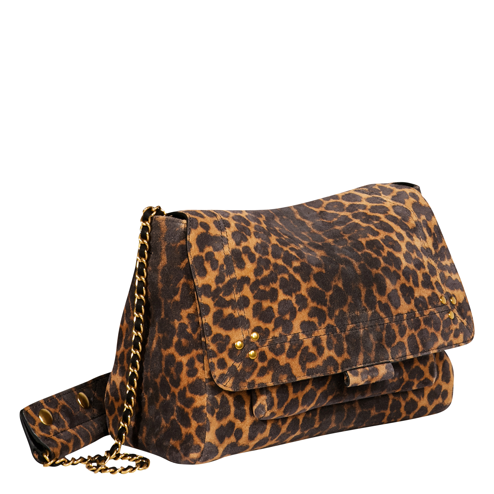 LULU M - Sac besace en cuir à imprimé léopard | Marron