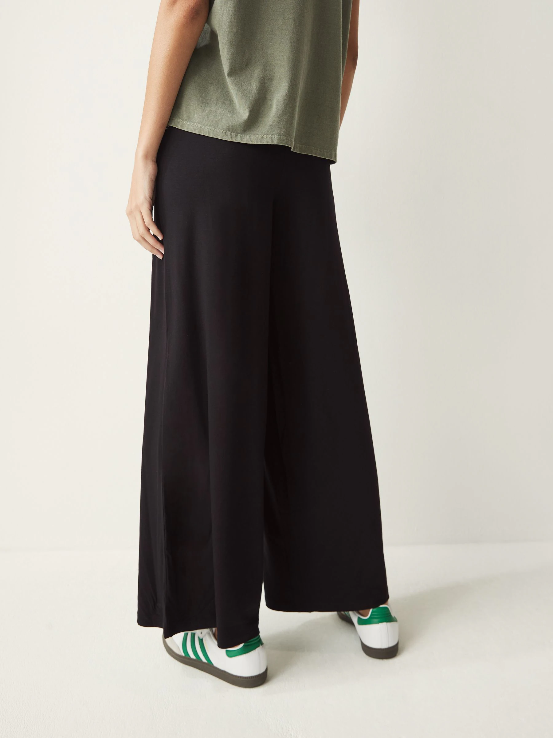 Zwart - Jersey broek met wijde pijpen