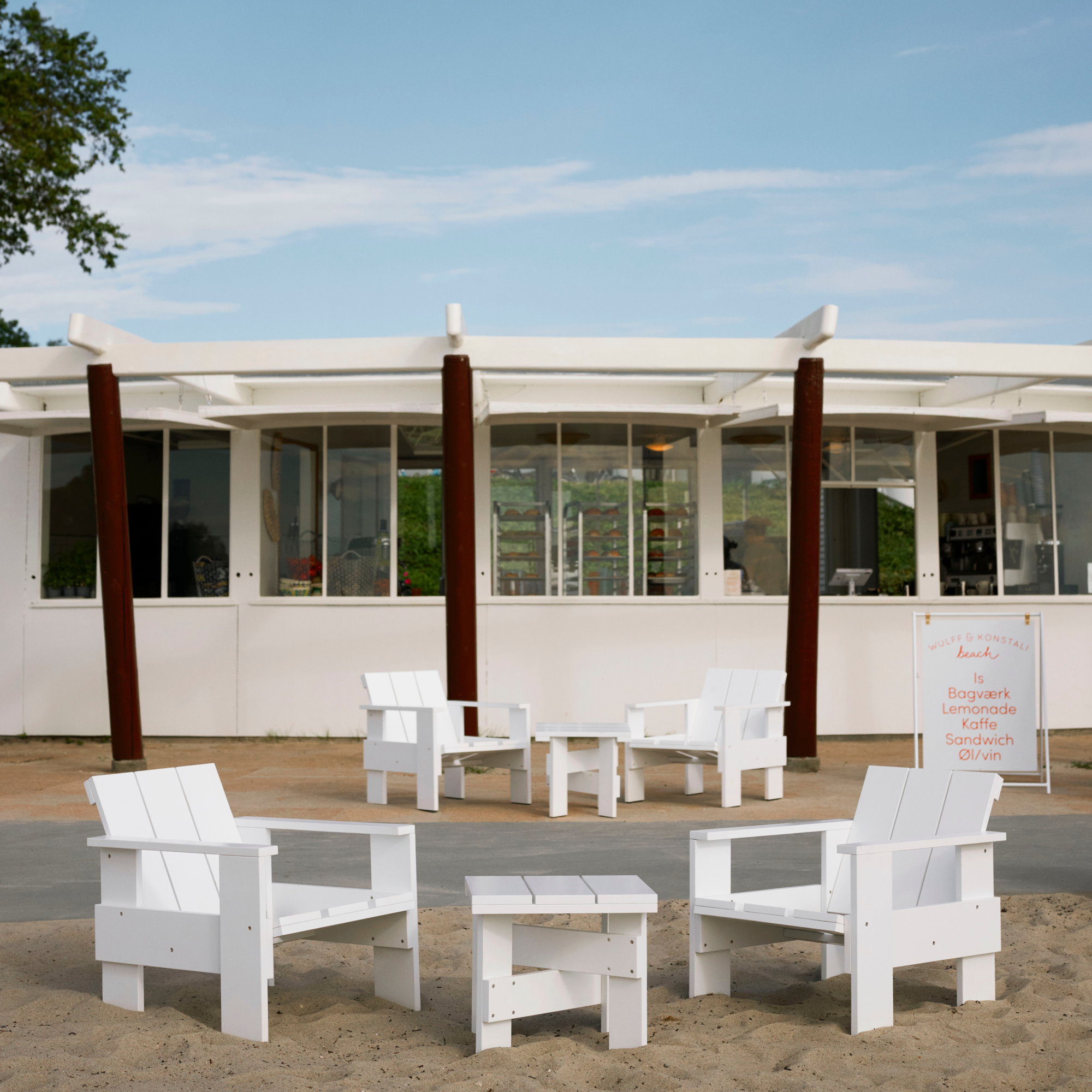 Loungestoel Crate Pinewood wit