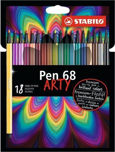 STABILO PEN 68 ARTY viltstift Medium Meerkleurig 18 stuk(s)