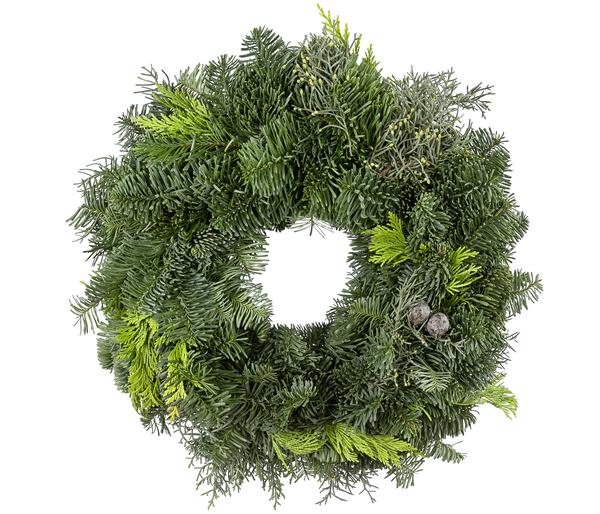 Adventskranz aus Koniferen-Mix, einseitig