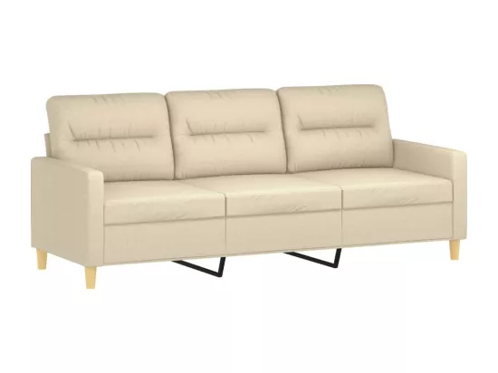Canapé à 3 places avec repose-pieds Crème 180 cm Tissu