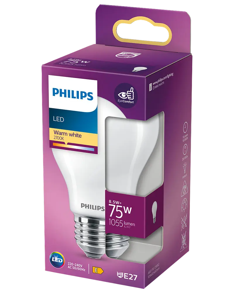 PHILIPS LED-pære 8,5W E27 A60