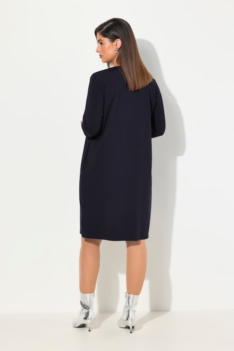 Punto-Sweatkleid, Stehkragen, 3/4-Arm, Taschen