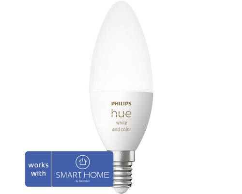 Philips Hue Kaarslamp White & Color Ambiance Dimbaar Wit E14 4W 320 lm Warm Wit - Daglicht Wit 1 st - Compatibel met SMART HOME van Hornbach