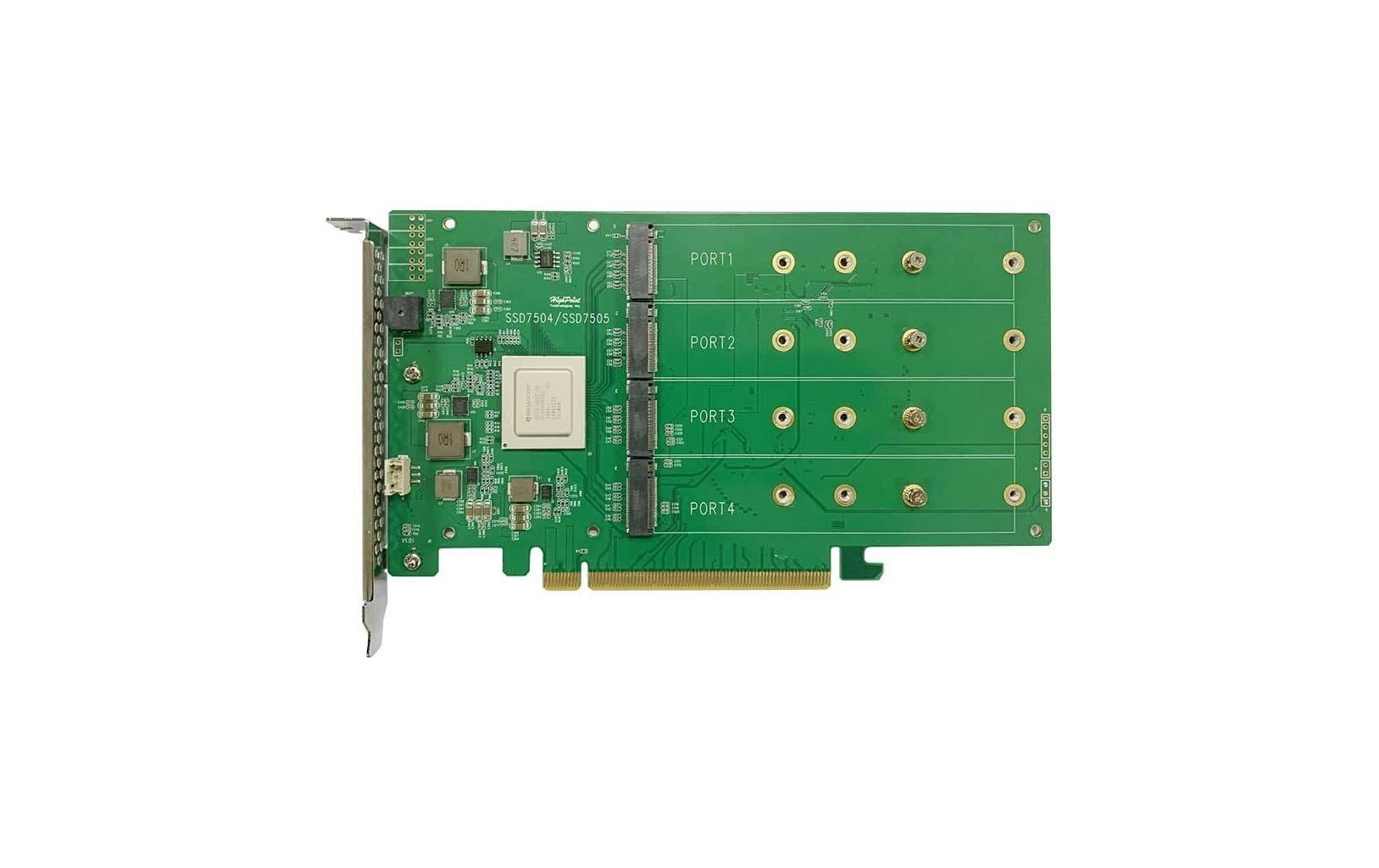 RAID-Controller SSD7505 PCI-x4v4 M.2, PCI-Ex16v4, bootfähig<br>HighPoint SSD7505 PCIe 4.0 x16 4-Channel M.2 NVMe RAID Controller