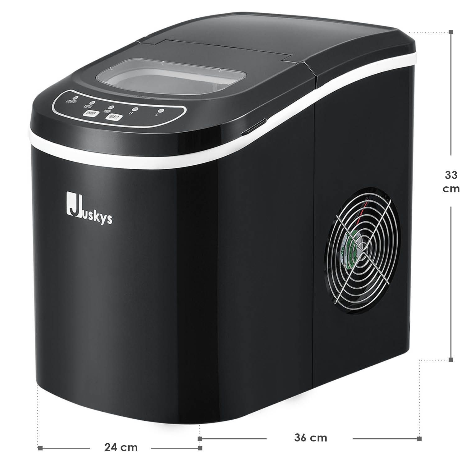 Juskys Eiswürfelmaschine IcyCube - 12 kg / 24 Std. - Eiswürfel in 7 - 13 min – 2,4 L Tank - Schwarz