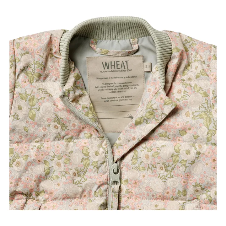Wheat Veste Matelassée Malo Fleur Fibres Recyclées Bébé | Vert amande