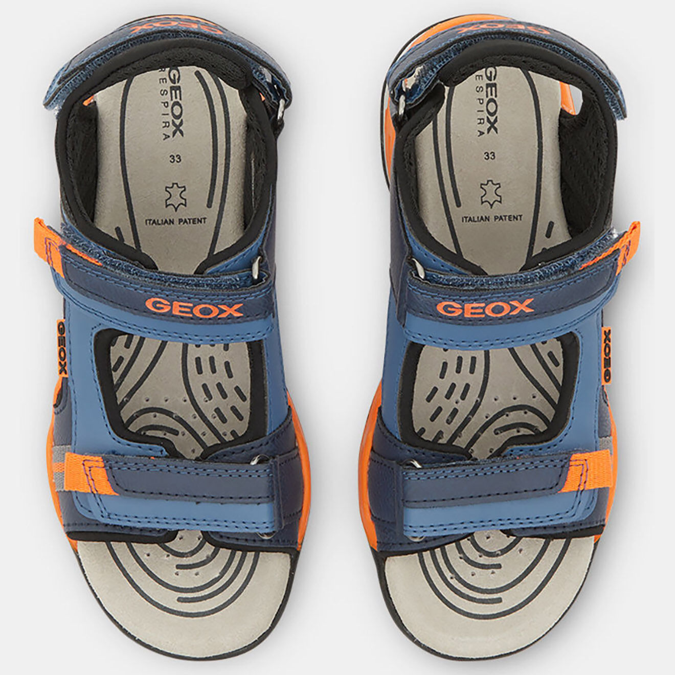 Geox Sandales Borealis à scratchs bleu/orange