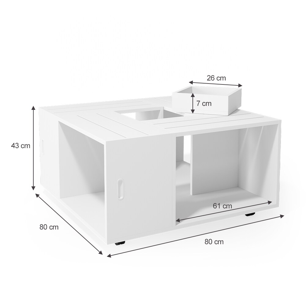 VICCO Couchtisch ANTON Weiß Weinkiste Obstkiste Sofatisch Kaffeetisch Beistelltisch
