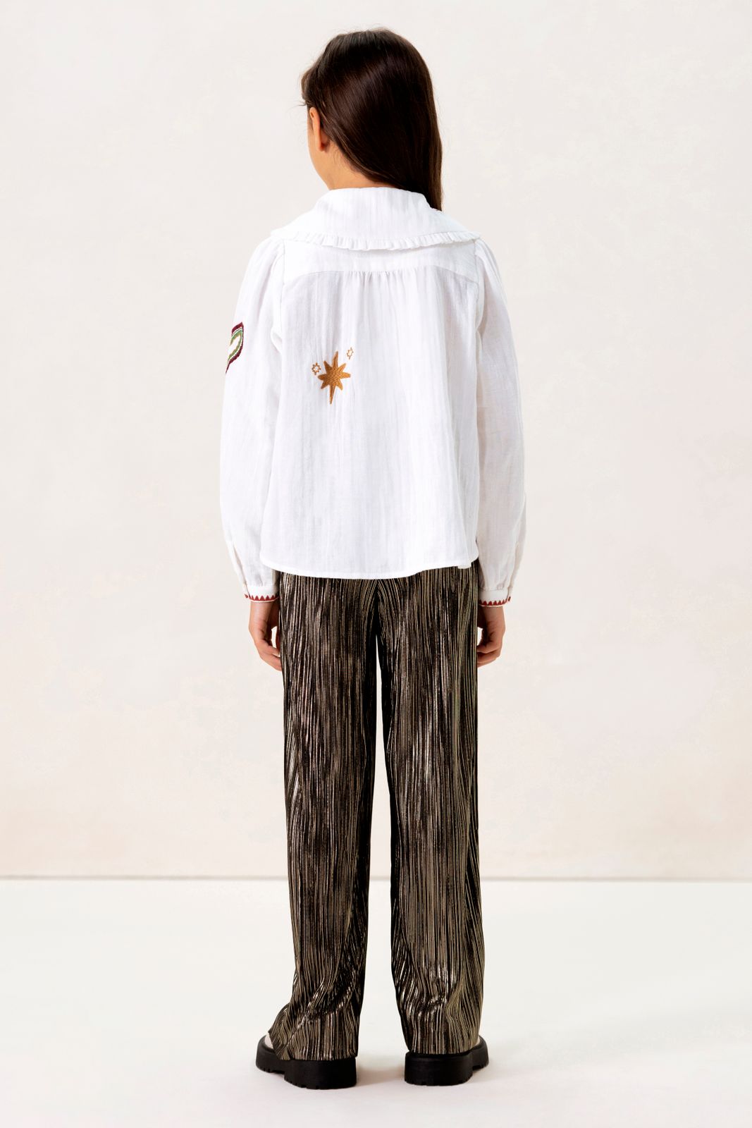 Goudkleurige plissé broek