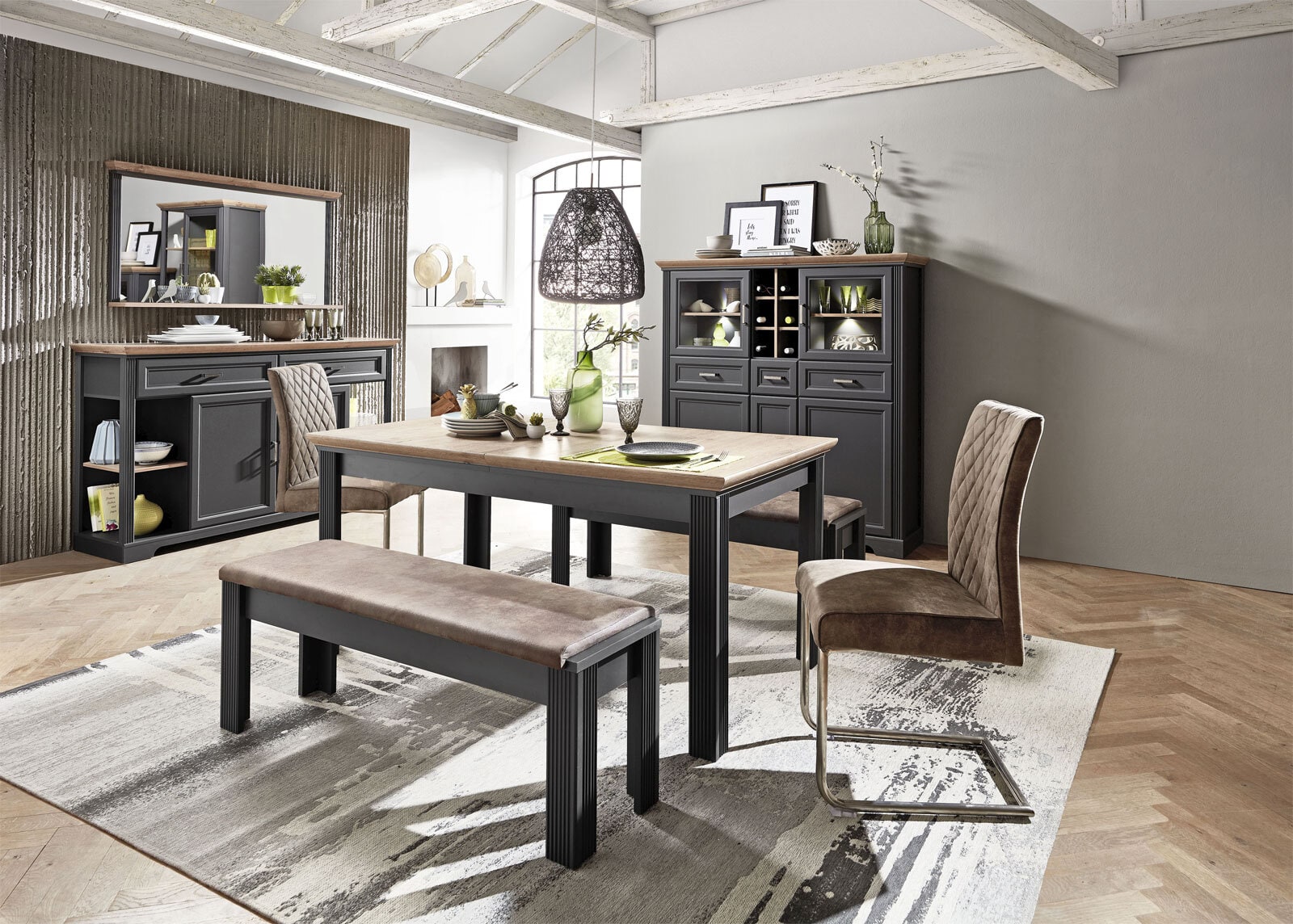 Wandspiegel Jasmin Graphit/Artisan Eiche-Optik 142 x 74 cm