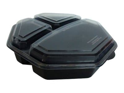 Duni Octaview Hot Use - Matlagringsbeholder - 1090 ml - åttekantet - avhendbar - svart (en pakke 160)