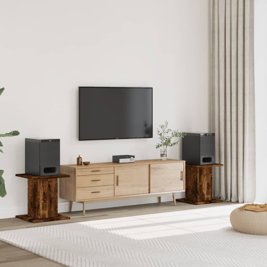 vidaXL Speakerstandaards, 2 stuks, gerookt eikenhout, 30x30x40 cm