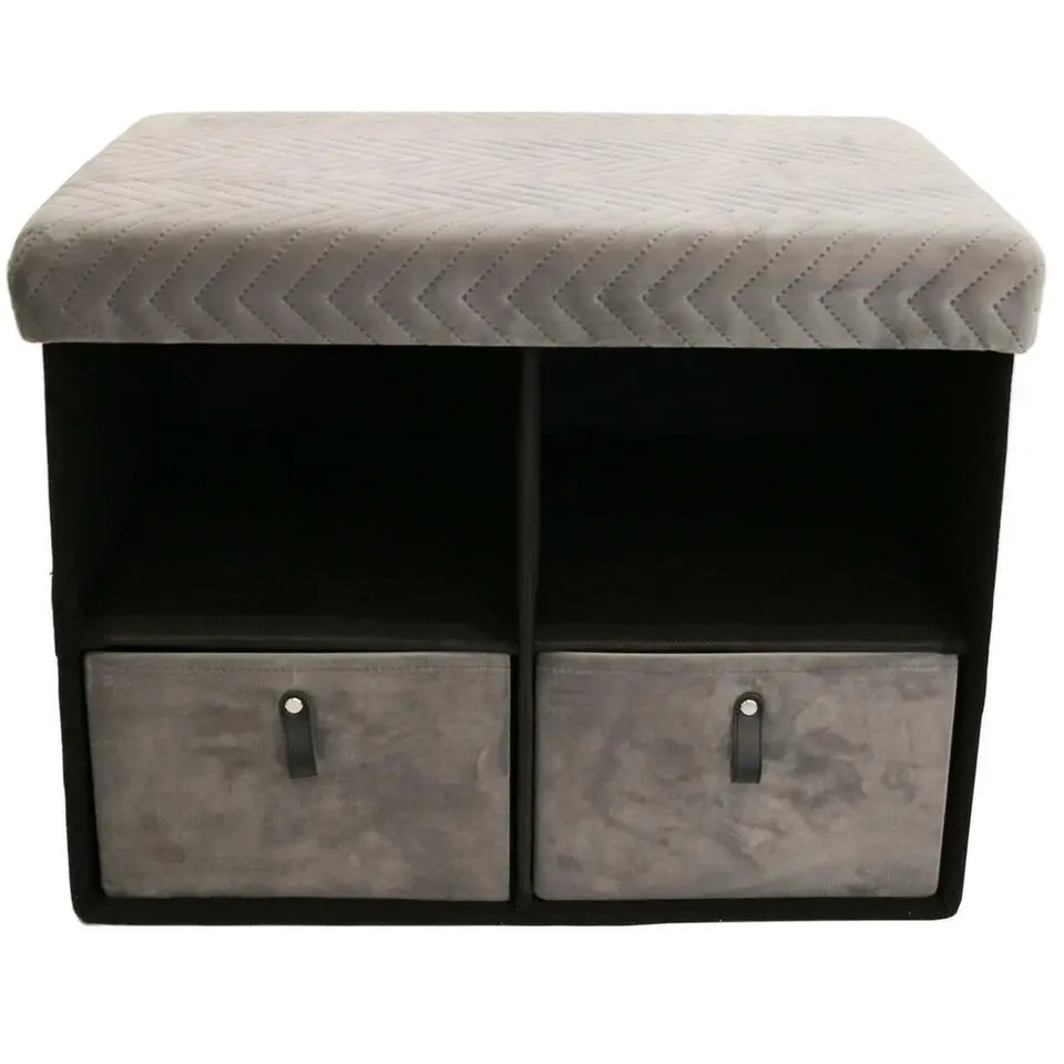 Home Deco Poefje - opbergbox - grijs velvet - 50 x 38 cm