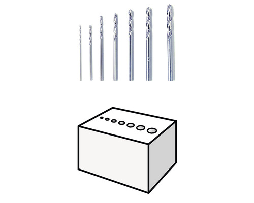 Dremel Precisieboorset Ø 0,8 / 1,2 / 1,6 / 2,0 / 2,4 / 2,8 / 3,2 mm (628)