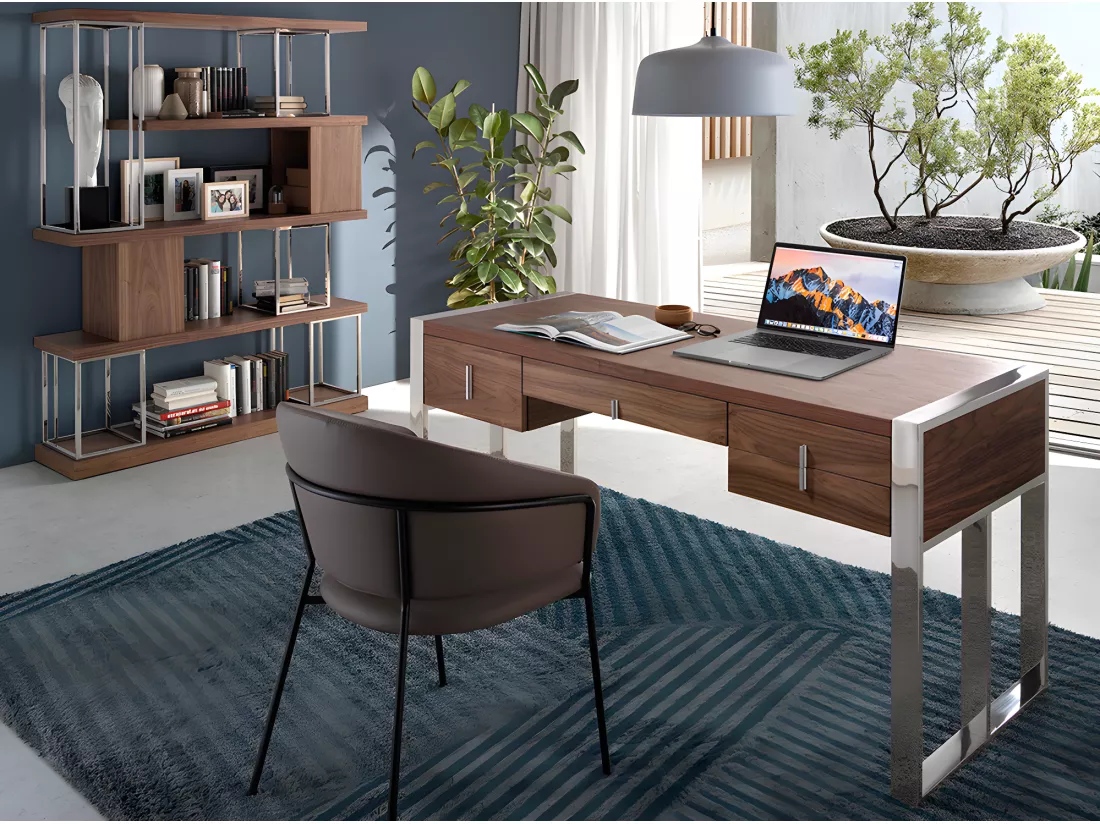 Etagère de noyer et acier chromé 3220 ANGEL CERDA