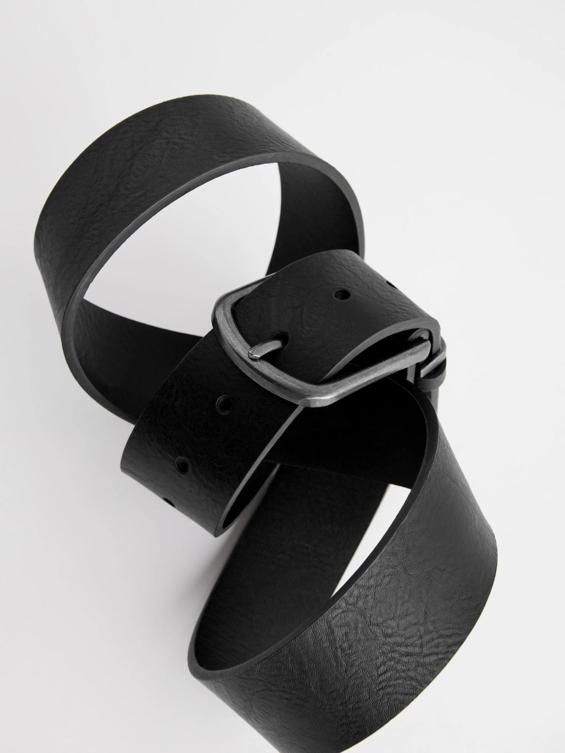 Zwart - Distressed Faux Leather Belt