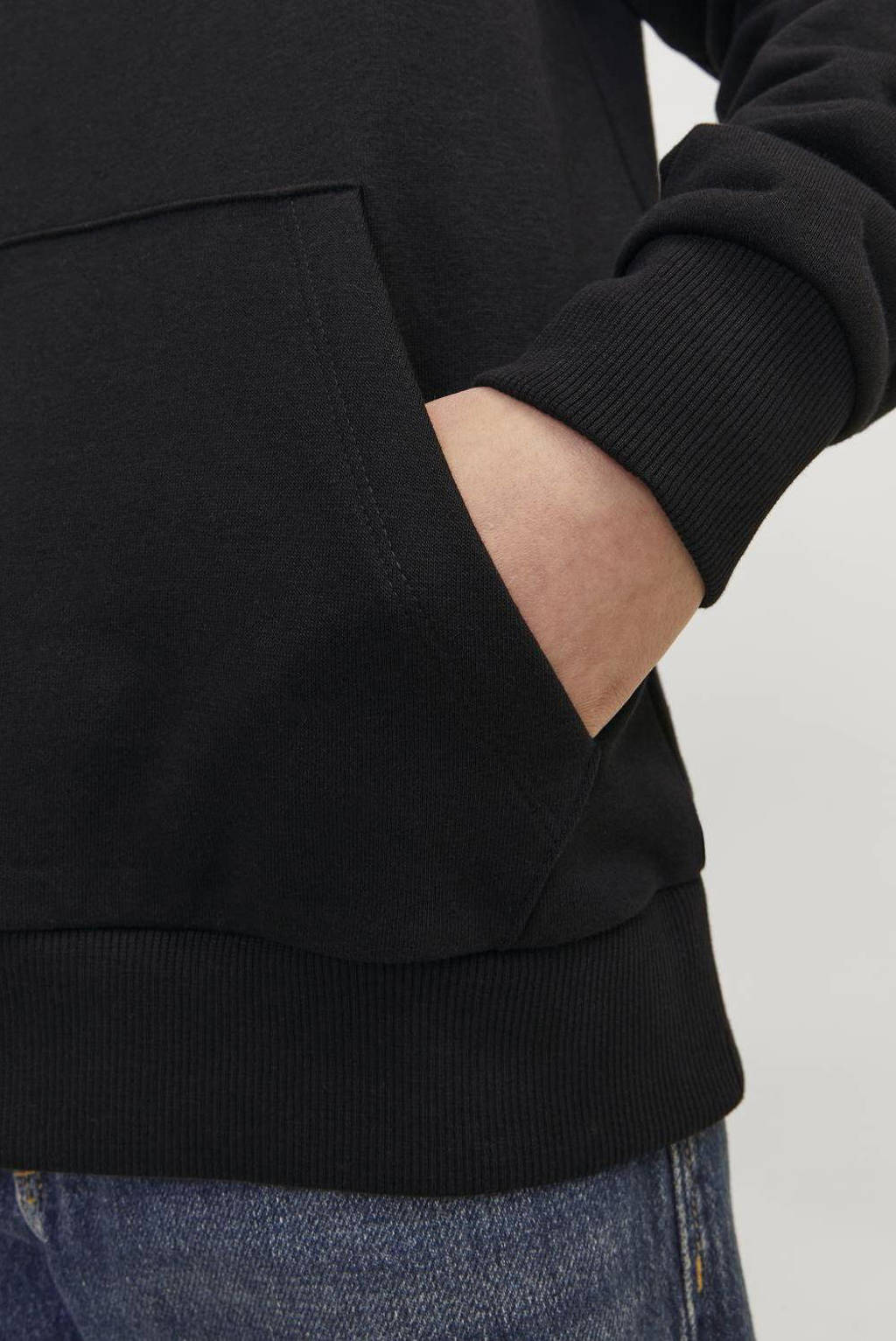 JACK & JONES hoodie JJECALEB VARSITY met logo zwart
