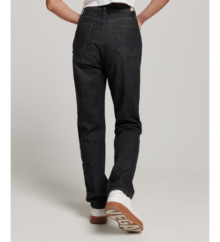 Superdry Vaqueros rectos de talle alto de algodn orgnico negro