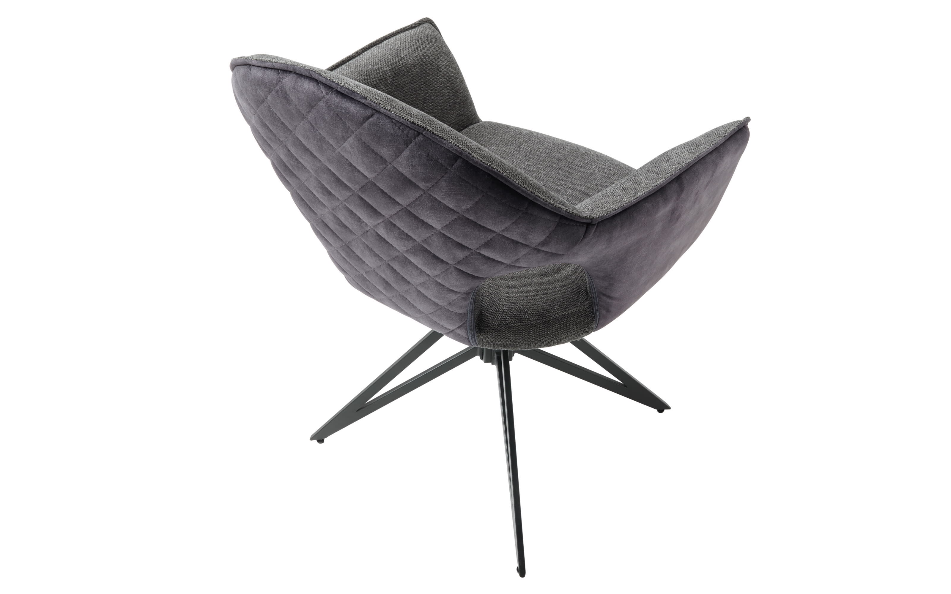 Stuhl Merle-Eloy in anthrazit und aubergine, Gestell schwarz matt