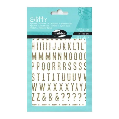 Maildor Glitty A6 Buchstaben & Zahlen gold