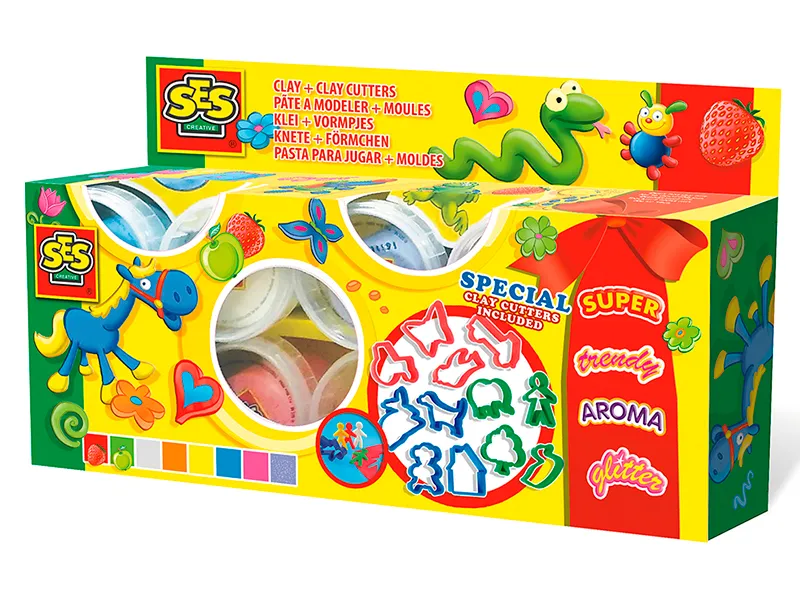 SES Modellervoks - 8 ass. farver med confetti og glimmer