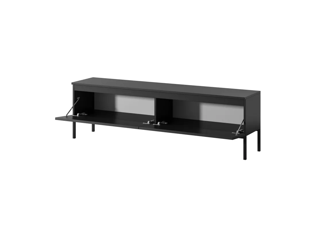 Meuble TV - 150 cm - noir et pieds noirs - Bemmi