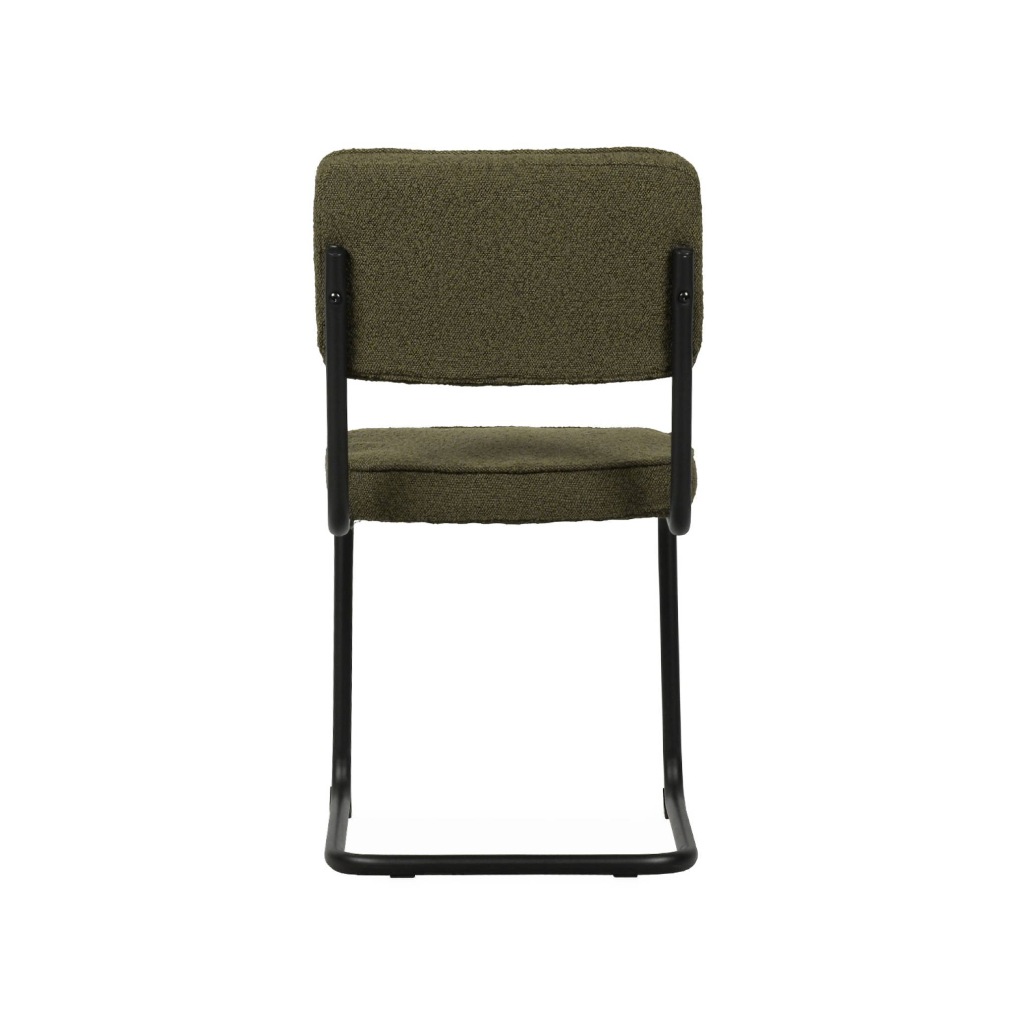 Lot de 2 chaises cantilever bouclette texturée verte. Maja. L46 x p54.5x h84.5cm