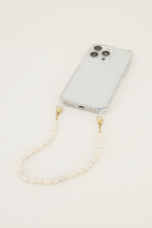 Telefoonkoord met parels kort