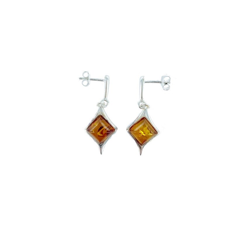 Boucles d'oreilles argent 925 Ambre veritable de la mer Baltique