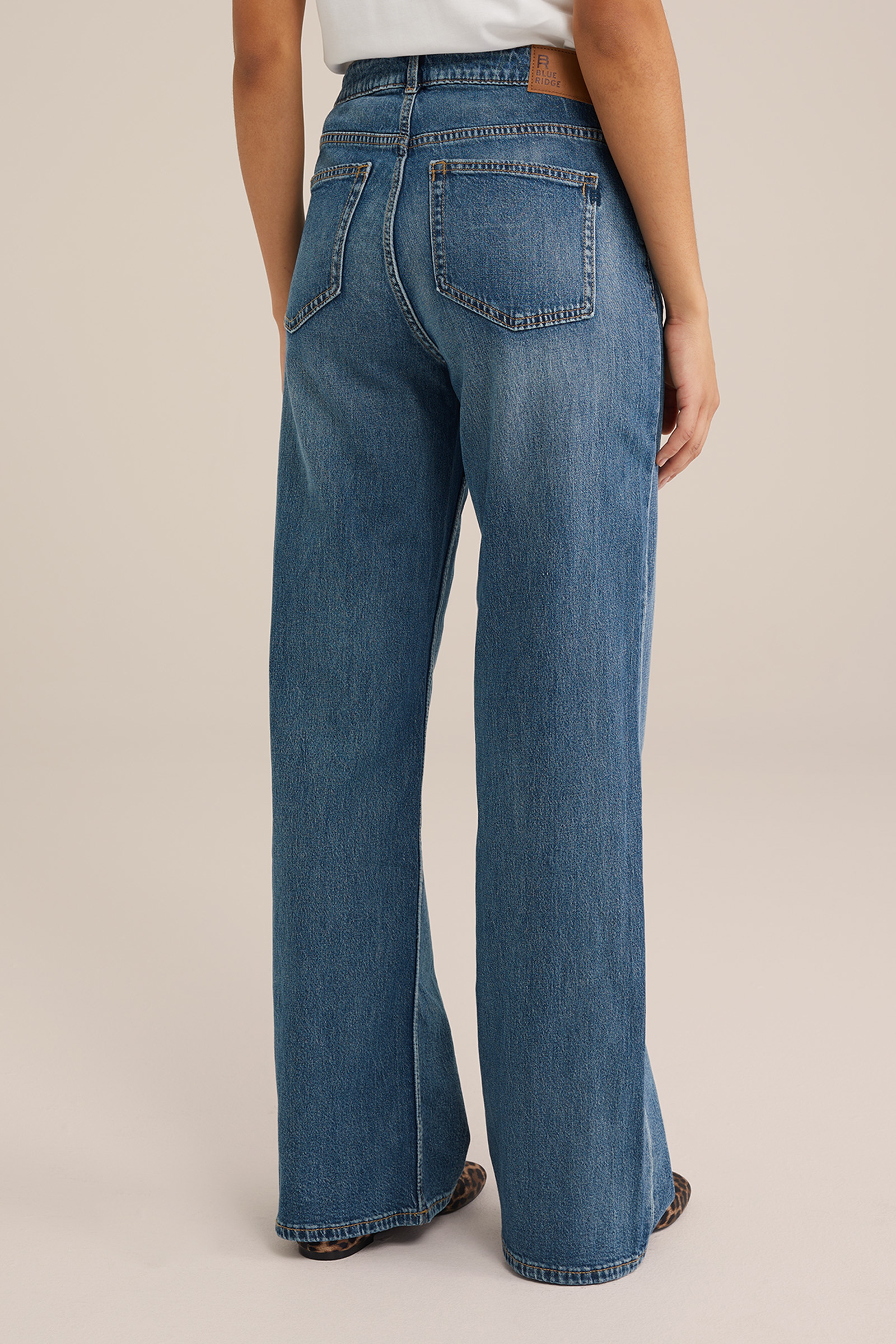 High rise wide leg jeans met stretch WE Fashion Donkerblauw