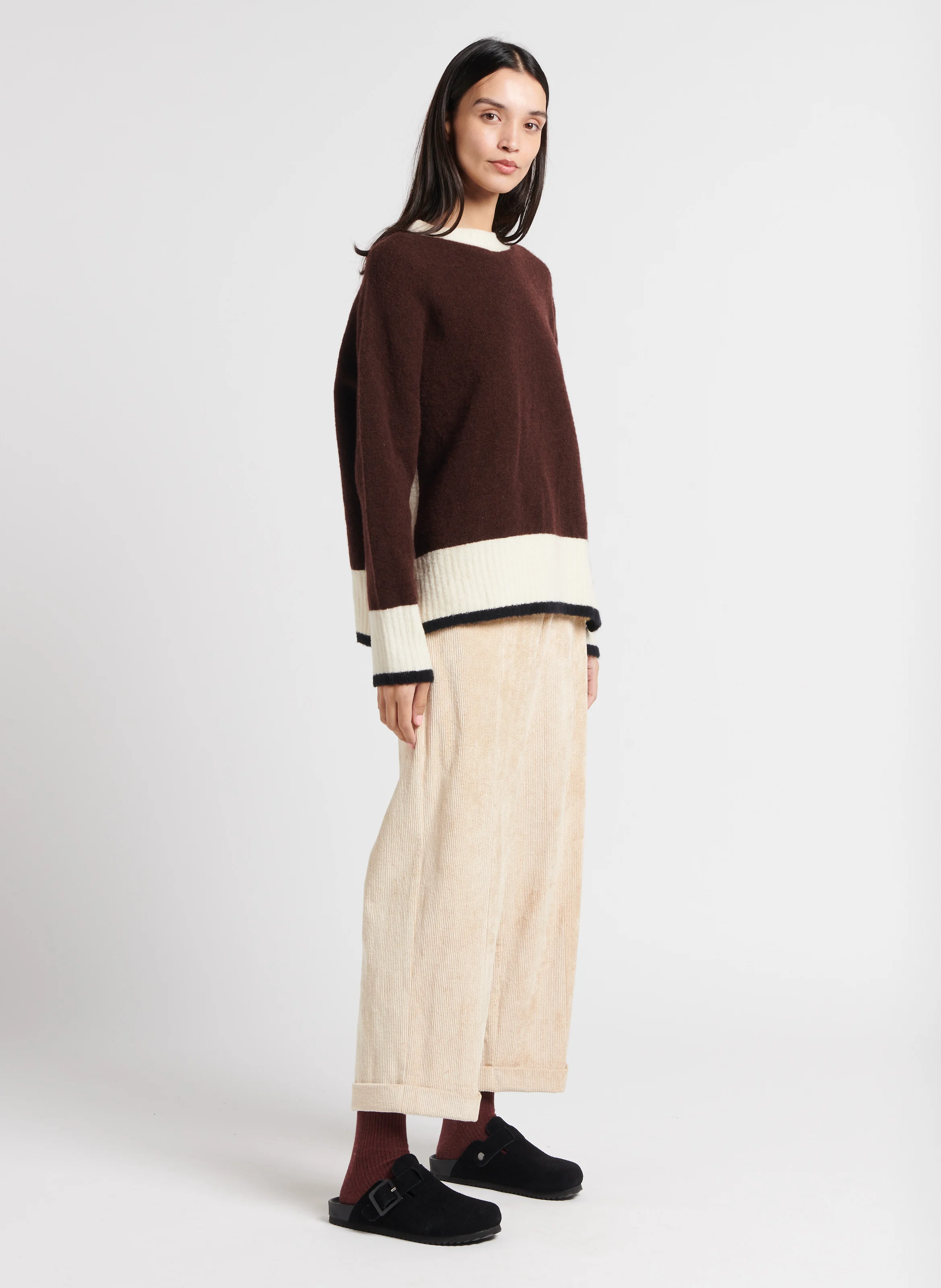 DANGO - Pantalon large en coton mélangé | Beige