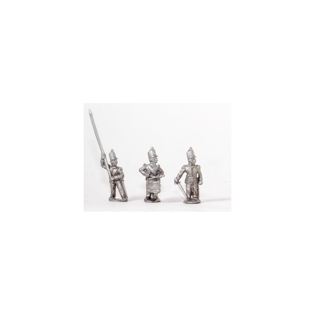 Spanish Infantry 1810-1815: Command: Officer, Standard Bearer & Drummer in Shako