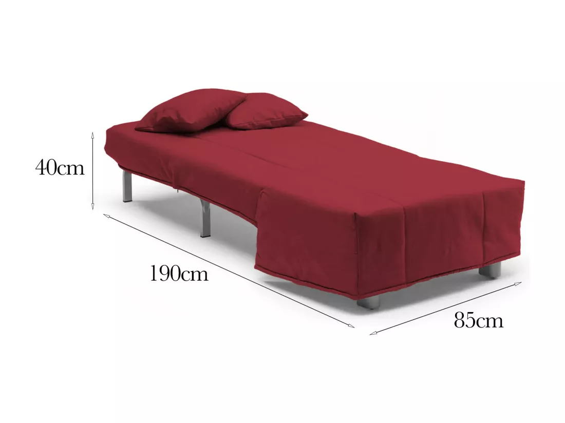 Canapé-lit Dabargi, Canapé simple, 100% Made in Italy, Fauteuil de salon avec ouverture trolley, en tissu rembourré, avec coussins inclus, 85x90h85 cm, Rouge