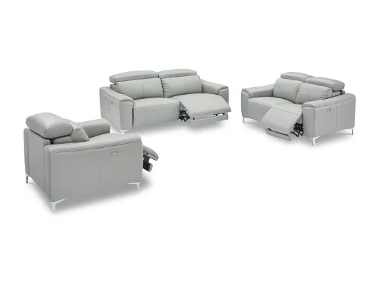 Fauteuil relaxation électrique 1 place en cuir BIANCA - Gris clair Gris perle