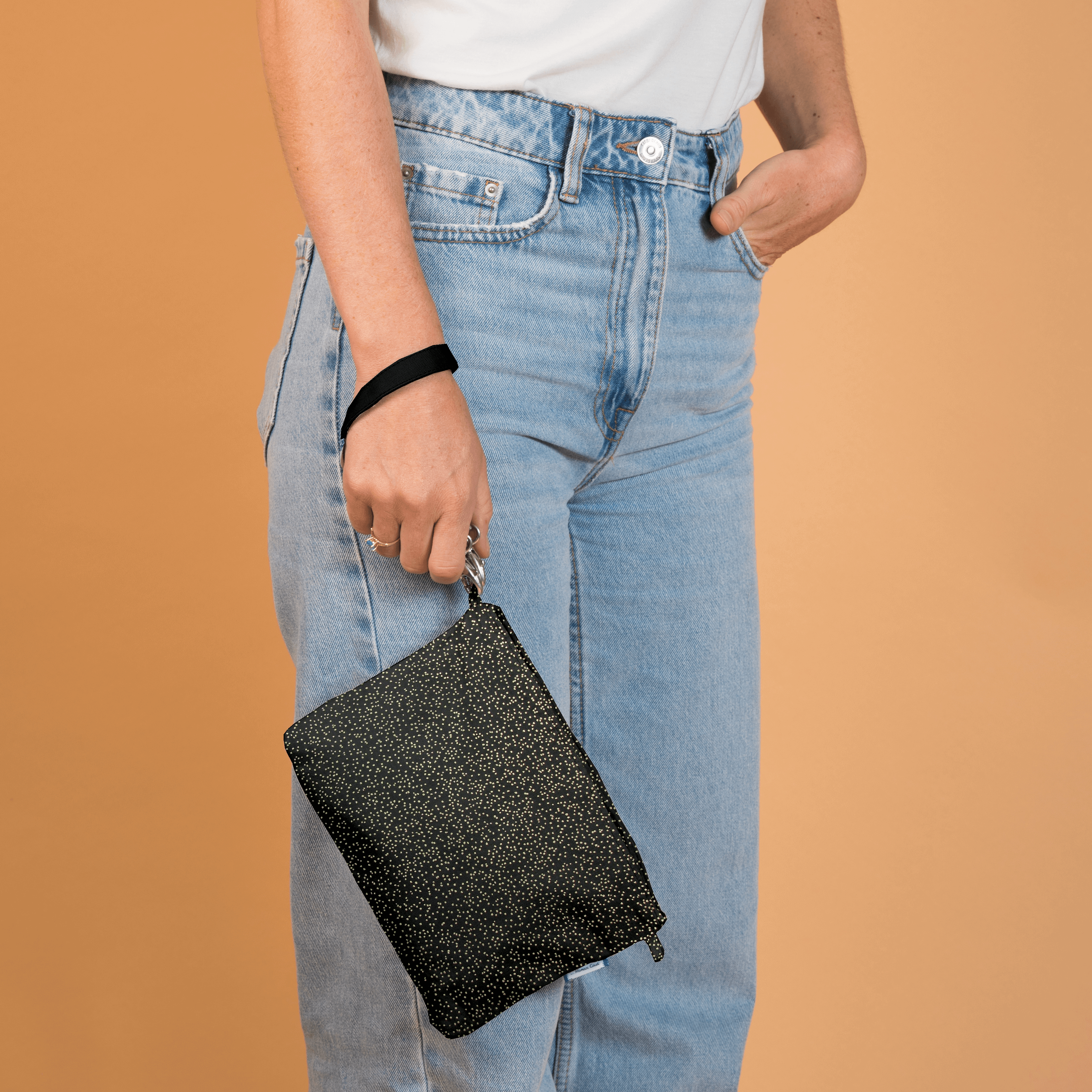Pochette Tissu Noir Pailleté