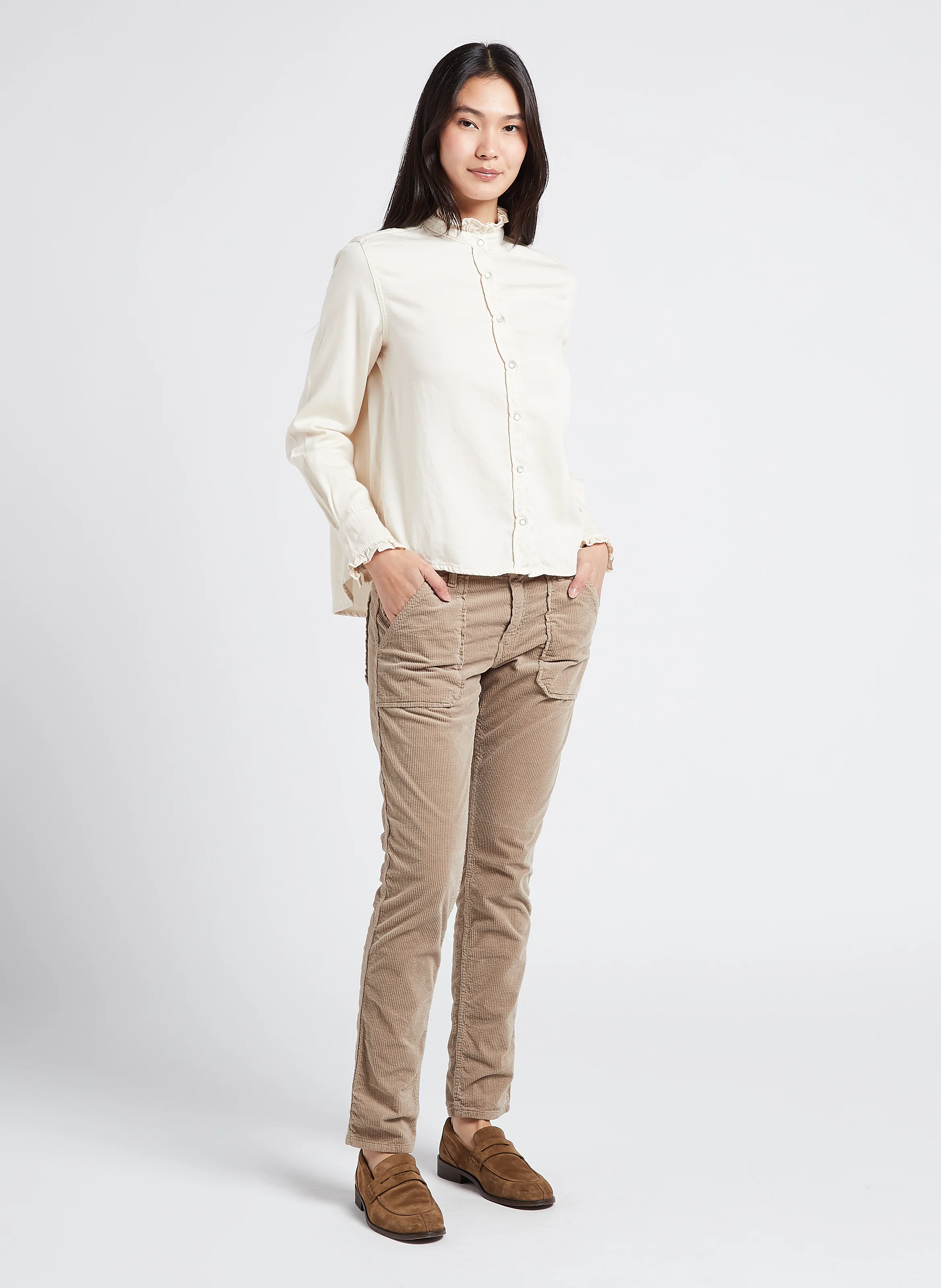 PIERCE - Pantalon slim en velours côtelé | Beige