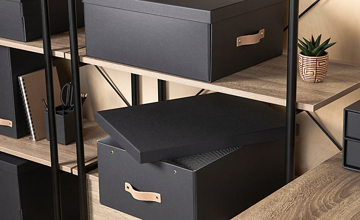 Lot de 2 boîtes de rangement T3 Kathrin H. 18,5 cm gris anthracite