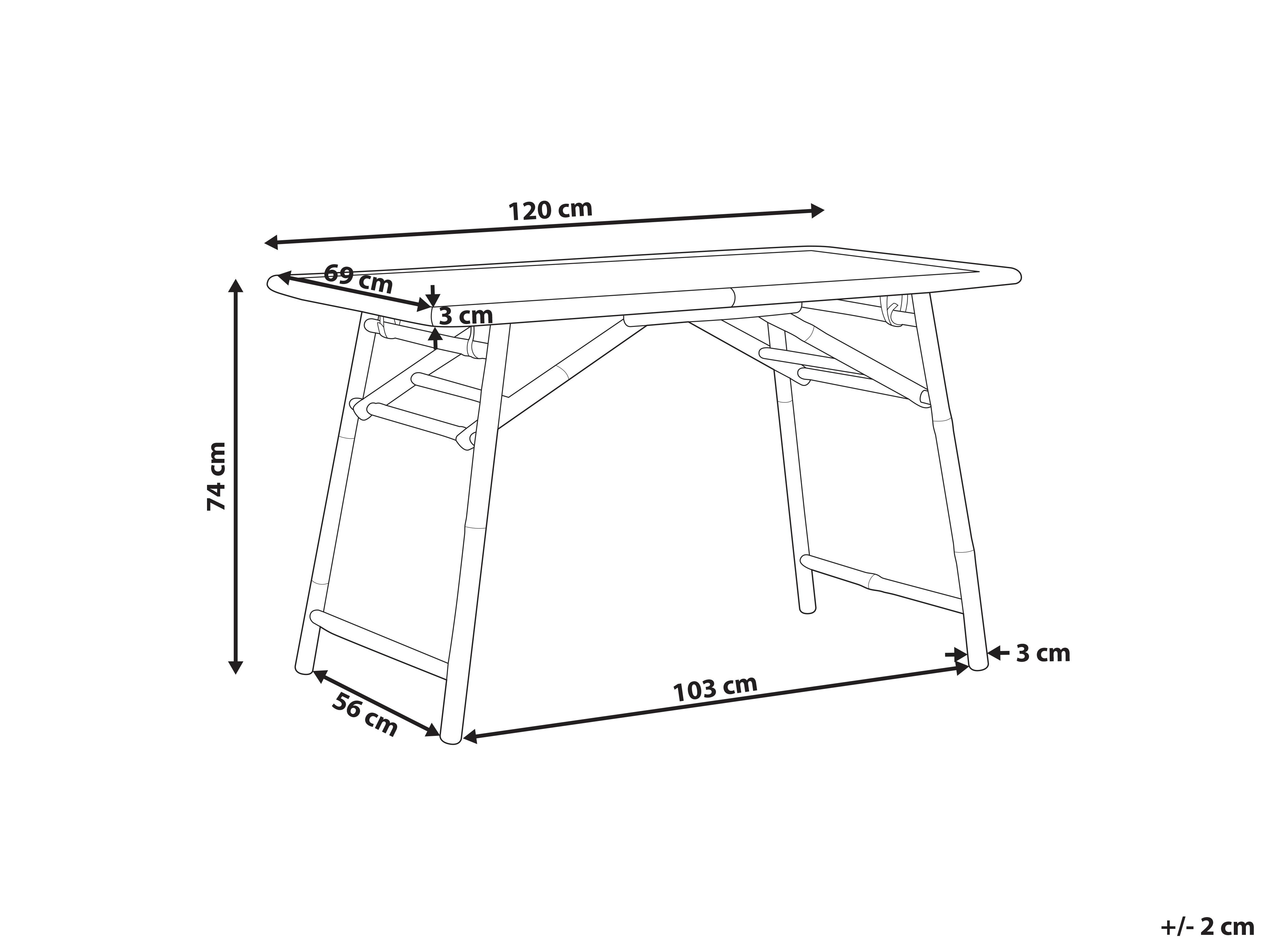 Tuin eettafel MOLISE 120 cm 69 cm Bamboehout Lichtbruin