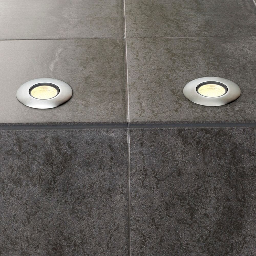 LED-inbouwspot Trail Light, 3000 K, warm wit, roestvrij staal 316, glas