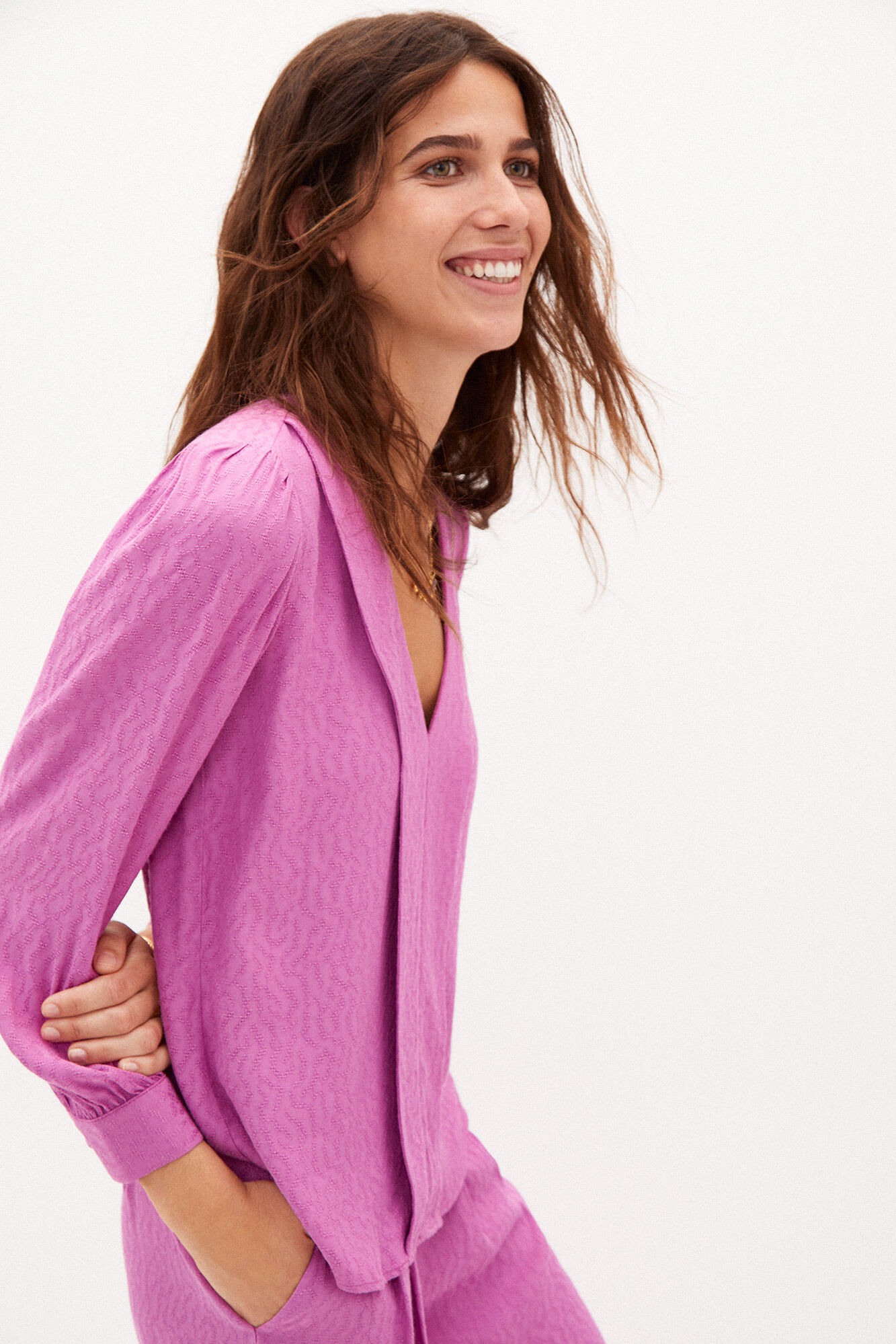 Blusa nova em jacquard - Rosa